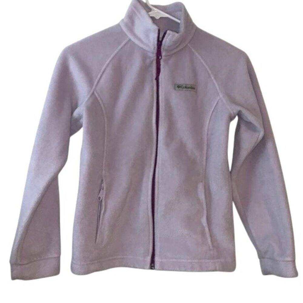 Columbia Girls Full-Zip Fleece Jacket Medium Lavender Polyester